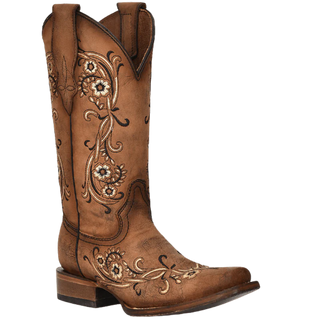 CIRCLE G CORRAL WOMEN'S FLORAL COWGIRL BOOTS SAND (L2063)