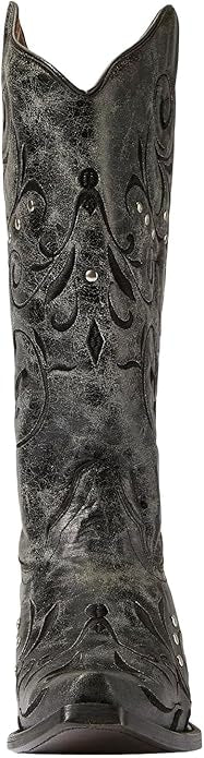 CIRCLE G WOMEN'S BLACK & GREY EMBROIDERY STUDDED WESTERN BOOT -L5936