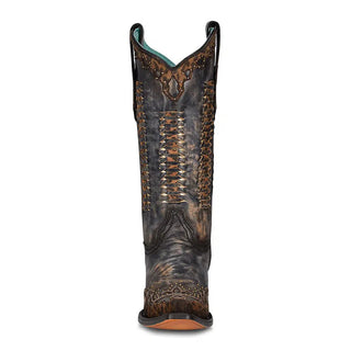 Corral® Ladies Black Leopard Print Overlay Studded Boots C3881