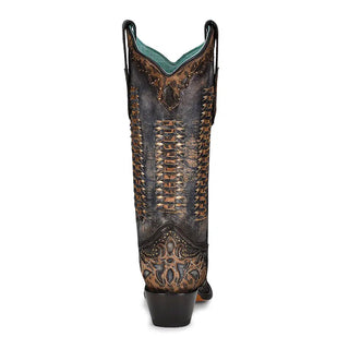 Corral® Ladies Black Leopard Print Overlay Studded Boots C3881