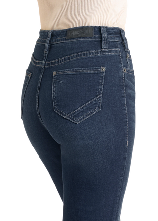 ROCK & ROLL DENIM HIGH RISE BUTTON FLY TROUSER JEANS (DARK BLUE) W8H4165