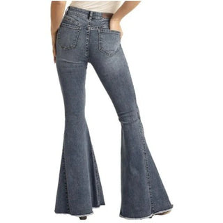 ROCK & ROL DENIM WOMENS HIGH RISE BELL BOTTOM JEAN (ROYAL) WHB3526