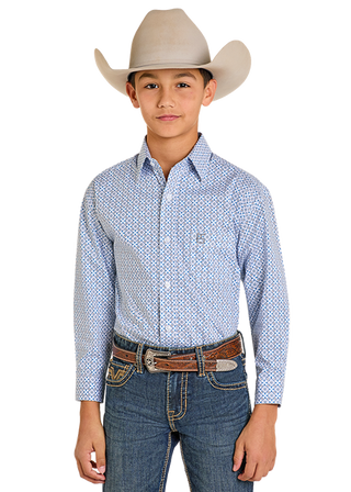 Panhandle Slim Boys 1 pocket Button Down Shirt (Blue)-SBB2S07607