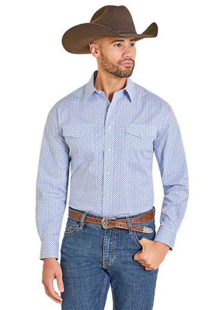 Men's Panhandle Blue Long Sleeve 2 Pocket Snap Shirt SMN2S07607