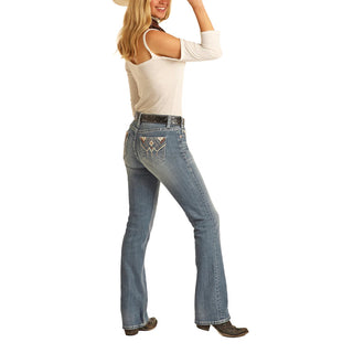 Rock & Roll Denim® Ladies Metallic Aztec Bootcut Jeans RRWD4MRZTA