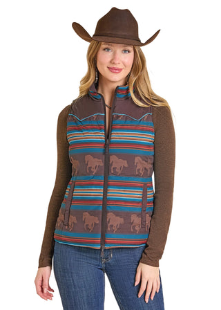 PANHANDLE SLIM WOMEN VEST CHOCOLATE REVERSIBLE PUFFER VEST DW98C06850