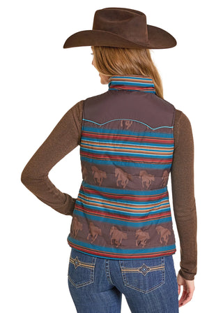 PANHANDLE SLIM WOMEN VEST CHOCOLATE REVERSIBLE PUFFER VEST DW98C06850