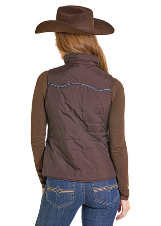 PANHANDLE SLIM WOMEN VEST CHOCOLATE REVERSIBLE PUFFER VEST DW98C06850