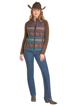 PANHANDLE SLIM WOMEN VEST CHOCOLATE REVERSIBLE PUFFER VEST DW98C06850