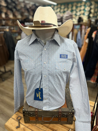 Men's Panhandle Blue Long Sleeve 2 Pocket Snap Shirt SMN2S07607