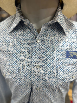Men's Panhandle Blue Long Sleeve 2 Pocket Snap Shirt SMN2S07607