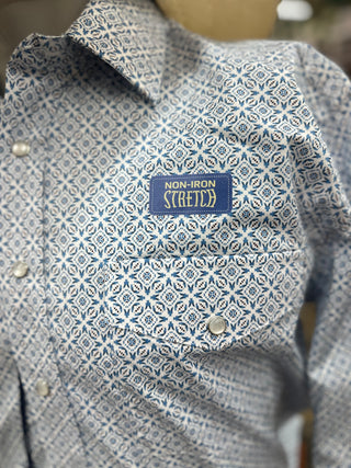 Men's Panhandle Blue Long Sleeve 2 Pocket Snap Shirt SMN2S07607