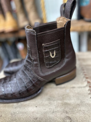 VESTIGIUM BROWN CAIMEN BELLY SQ TOE SHORT-BOOT-782B8216095