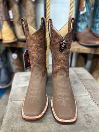 LOS ALTOS NOBUCK TAUPE WIDE SQUARE TOE COWBOY BOOTS-8226361