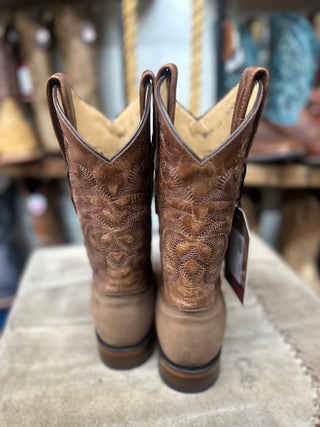 LOS ALTOS NOBUCK TAUPE WIDE SQUARE TOE COWBOY BOOTS-8226361