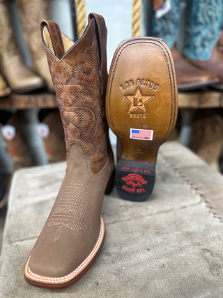 LOS ALTOS NOBUCK TAUPE WIDE SQUARE TOE COWBOY BOOTS-8226361