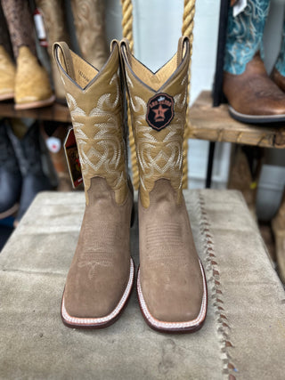 LOS ALTOS NOBUCK TAUPE WIDE SQUARE TOE COWBOY BOOTS 8226361(NOBUCK TAUPE)