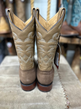 LOS ALTOS NOBUCK TAUPE WIDE SQUARE TOE COWBOY BOOTS 8226361(NOBUCK TAUPE)
