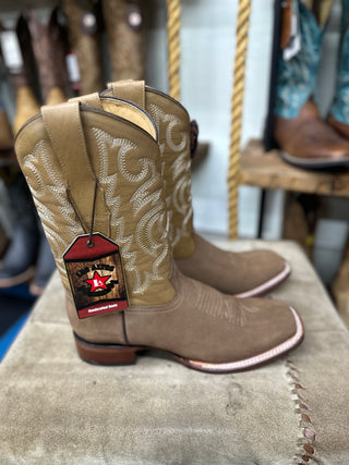 LOS ALTOS NOBUCK TAUPE WIDE SQUARE TOE COWBOY BOOTS 8226361(NOBUCK TAUPE)