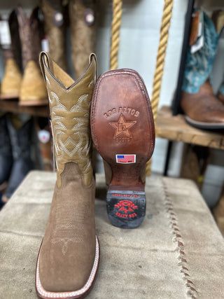 LOS ALTOS NOBUCK TAUPE WIDE SQUARE TOE COWBOY BOOTS 8226361(NOBUCK TAUPE)