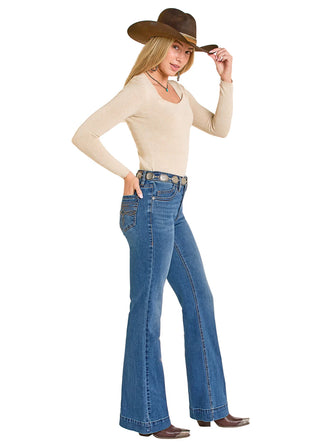 ROCK&ROLL WOMEN MEDIUM WASH RAISE DENIM TROUSER BW5HD07884