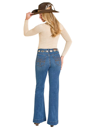 ROCK&ROLL WOMEN MEDIUM WASH RAISE DENIM TROUSER BW5HD07884