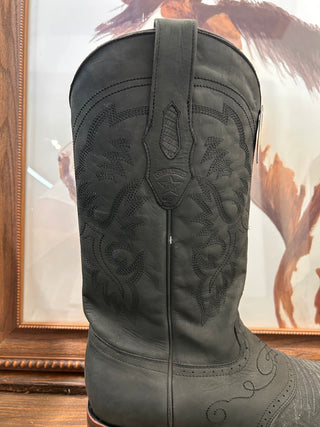 MENS LOS ALTOS WIDE SQ TOE HALF LIZARD TEJU BOOT(SANDED BLACK)-8230774