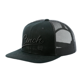 Cinch Men's Solid Black Embroidered Trucker Hat MCC0760003