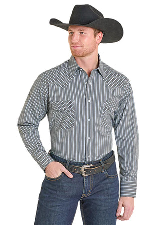 Panhandle Slim Men's Black Stripe Long Sleeve Pearl Snap Western Shirt-SMN2S07621