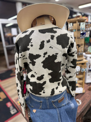 Rock&Roll Denim Cowhide Print Sweatshirt(Natural)-BW32T07824