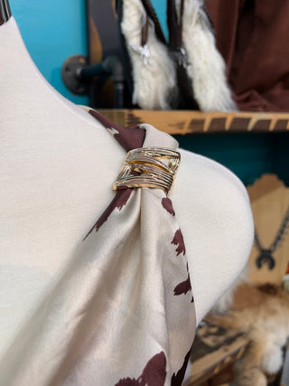 Women’s Satin Cowhide Print Dress - (Brown)