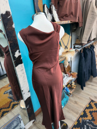Women’s Satin Dress - (Brown)
