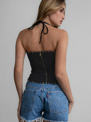 RAELYNN Embroidered Western Corset Top(Black)-TA30581