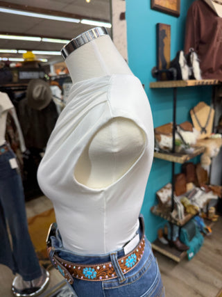 Throw and Go Asymmetric Drape Bodysuit (Ivory)-FBS13199-CP723