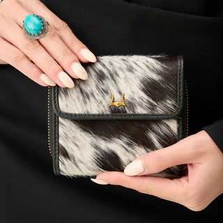 Myra Sophia Luxe Card Holder - Cowhide Black and White