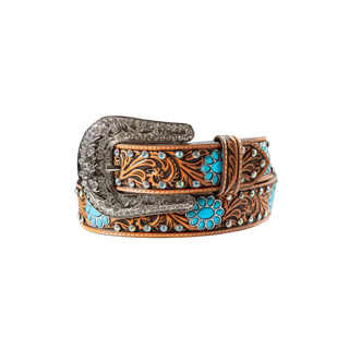 Women's Angel Ranch FLORAL TOOLED TAN BELT D140010948