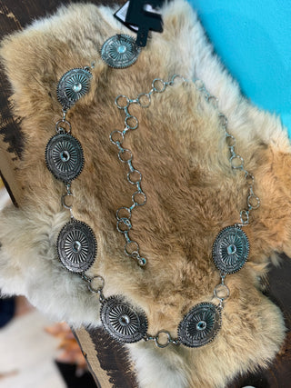 ILLUMA SILVER CRYSTAL CONCHO BELT-ICH-8430