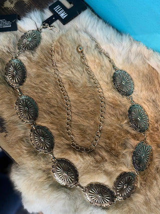 ILLUMA ONE SIZE CONCHO BELT(Antic Gold)-ICH-84165