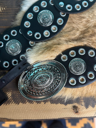 ONE SIZE BLACK CONCHO BELT-IW60011ASL