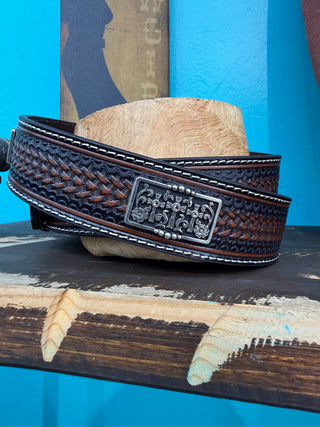 Nocona Men’s Embossed Cross Belt - (Brown) N210002502