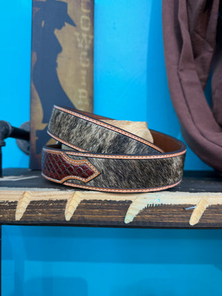 Ariat Men’s Diamond Tooled Calf Hair Belt - (Honey) A1042102