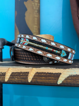 Ariat Men’s Beaded Inlay Belt - (Brown) A1040708