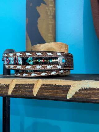 Ariat Men’s Beaded Inlay Belt - (Brown) A1040708