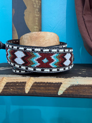 Ariat Men’s Embossed Beaded Belt - (Brown) A1040402