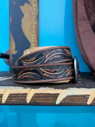 Del César Leather Feather Western Belt - (Honey) RB151