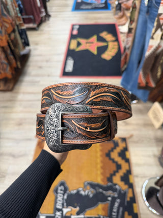 Del César Leather Feather Western Belt - (Honey) RB151