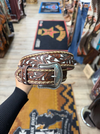 Nocona Men’s Tooled Calf Hair Belt - (Brown) N210009602