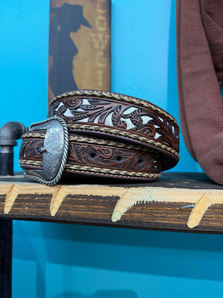 Nocona Men’s Tooled Calf Hair Belt - (Brown) N210009602