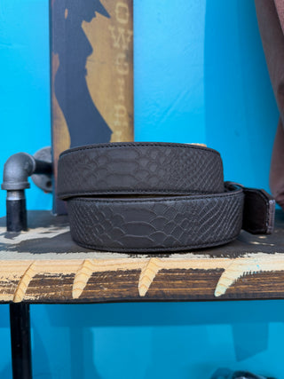 Del César Imitation Python Western Belt - (Brown)