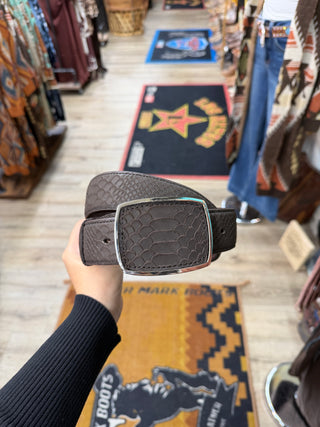 Del César Imitation Python Western Belt - (Brown)